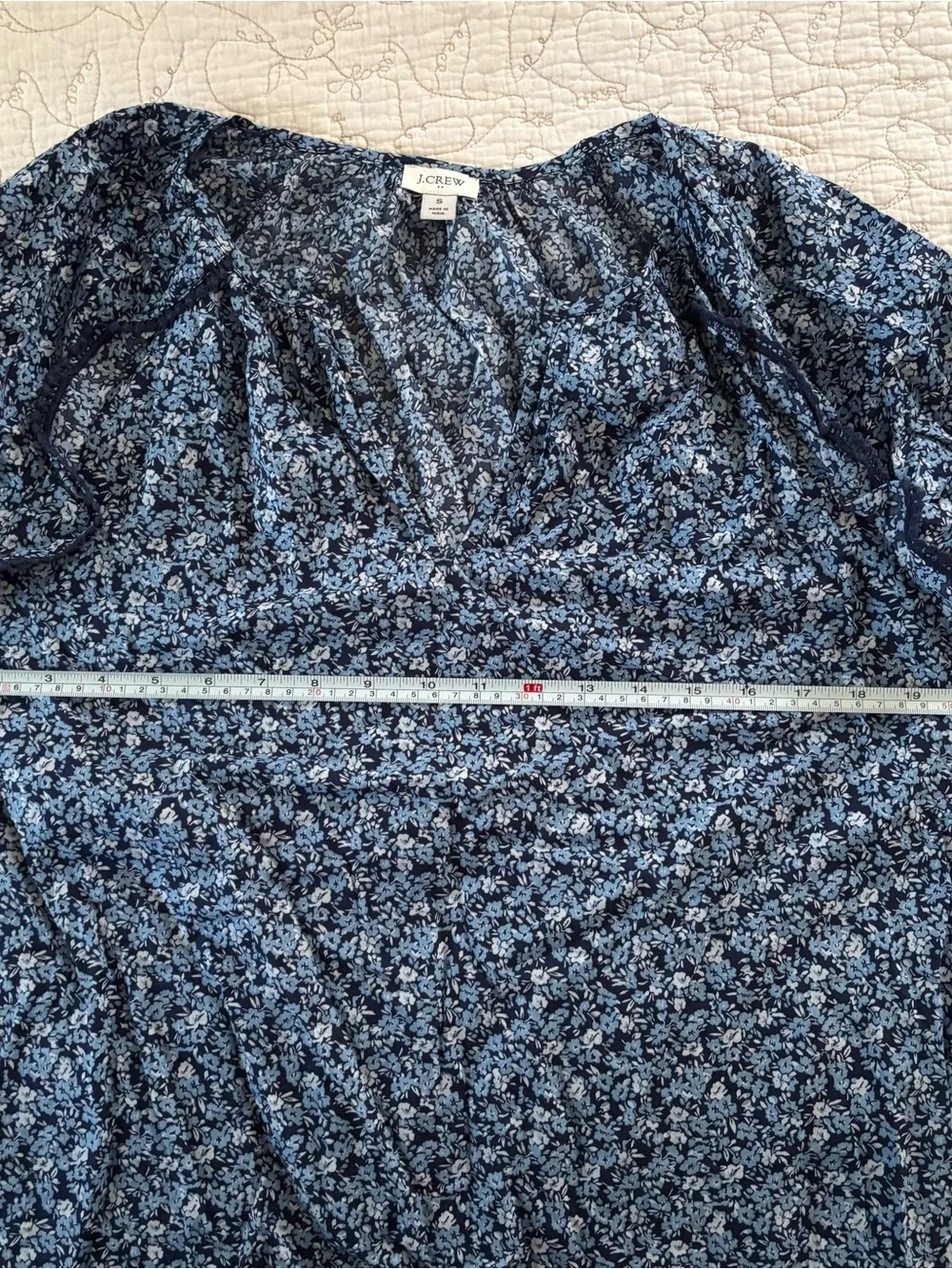 J. Crew Blue Floral V-Neck Long Sleeve Blouse JCREW 100% cotton blue floral top